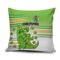 Cook Islands Va'a Race Pillow Cover Te Tatau Tattoos Sporty Style Green-White Color LT03 Green - Polynesian Pride