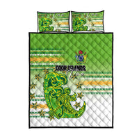 Cook Islands Va'a Race Quilt Bed Set Te Tatau Tattoos Sporty Style Green-White Color LT03 - Polynesian Pride