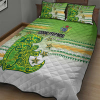Cook Islands Va'a Race Quilt Bed Set Te Tatau Tattoos Sporty Style Green-White Color LT03 - Polynesian Pride