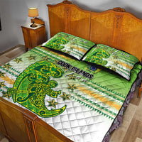Cook Islands Va'a Race Quilt Bed Set Te Tatau Tattoos Sporty Style Green-White Color LT03 - Polynesian Pride