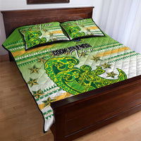 Cook Islands Va'a Race Quilt Bed Set Te Tatau Tattoos Sporty Style Green-White Color LT03 - Polynesian Pride