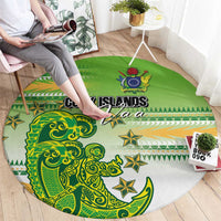 Cook Islands Va'a Race Round Carpet Te Tatau Tattoos Sporty Style Green-White Color LT03 - Polynesian Pride