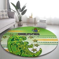 Cook Islands Va'a Race Round Carpet Te Tatau Tattoos Sporty Style Green-White Color LT03 - Polynesian Pride