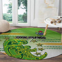 Cook Islands Va'a Race Round Carpet Te Tatau Tattoos Sporty Style Green-White Color LT03 - Polynesian Pride