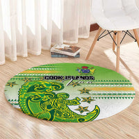 Cook Islands Va'a Race Round Carpet Te Tatau Tattoos Sporty Style Green-White Color LT03 - Polynesian Pride