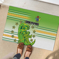 Cook Islands Va'a Race Rubber Doormat Te Tatau Tattoos Sporty Style Green-White Color LT03 - Polynesian Pride