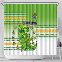 Cook Islands Va'a Race Shower Curtain Te Tatau Tattoos Sporty Style Green-White Color LT03 - Polynesian Pride
