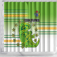Cook Islands Va'a Race Shower Curtain Te Tatau Tattoos Sporty Style Green-White Color LT03 - Polynesian Pride
