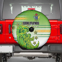 Cook Islands Va'a Race Spare Tire Cover Te Tatau Tattoos Sporty Style Green-White Color LT03 - Polynesian Pride