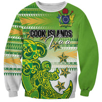 Personalised Cook Islands Va'a Race Sweatshirt Te Tatau Tattoos Sporty Style Green-White Color LT03 Unisex Green - Polynesian Pride