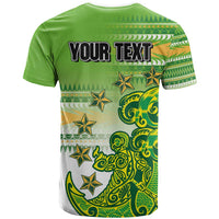 Personalised Cook Islands Va'a Race T Shirt Te Tatau Tattoos Sporty Style Green-White Color LT03 - Polynesian Pride
