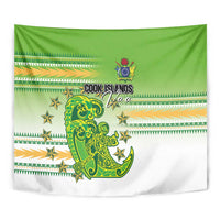 Cook Islands Va'a Race Tapestry Te Tatau Tattoos Sporty Style Green-White Color LT03 - Polynesian Pride