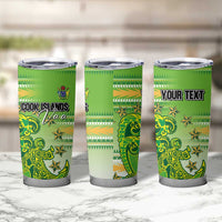 Personalised Cook Islands Va'a Race Tumbler Cup Te Tatau Tattoos Sporty Style Green-White Color LT03 - Polynesian Pride