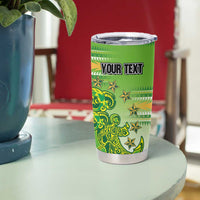 Personalised Cook Islands Va'a Race Tumbler Cup Te Tatau Tattoos Sporty Style Green-White Color LT03 - Polynesian Pride