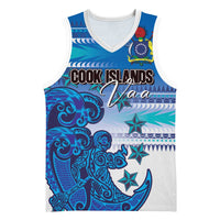 Personalised Cook Islands Va'a Race Basketball Jersey Te Tatau Tattoos Sporty Style Light Blue Color LT03 Unisex Blue - Polynesian Pride