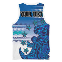 Personalised Cook Islands Va'a Race Basketball Jersey Te Tatau Tattoos Sporty Style Light Blue Color LT03 - Polynesian Pride