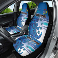 Cook Islands Va'a Race Car Seat Cover Te Tatau Tattoos Sporty Style Light Blue Color LT03 - Polynesian Pride