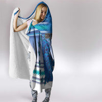 Cook Islands Va'a Race Hooded Blanket Te Tatau Tattoos Sporty Style Light Blue Color LT03 - Polynesian Pride