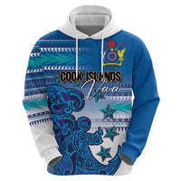 Personalised Cook Islands Va'a Race Hoodie Te Tatau Tattoos Sporty Style Light Blue Color LT03 - Polynesian Pride
