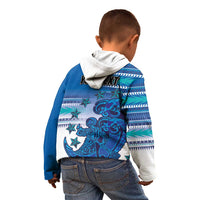 Personalised Cook Islands Va'a Race Kid Hoodie Te Tatau Tattoos Sporty Style Light Blue Color LT03 - Polynesian Pride