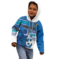 Personalised Cook Islands Va'a Race Kid Hoodie Te Tatau Tattoos Sporty Style Light Blue Color LT03 - Polynesian Pride