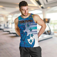 Personalised Cook Islands Va'a Race Men Tank Top Te Tatau Tattoos Sporty Style Light Blue Color LT03 Blue - Polynesian Pride