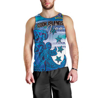 Personalised Cook Islands Va'a Race Men Tank Top Te Tatau Tattoos Sporty Style Light Blue Color LT03 - Polynesian Pride