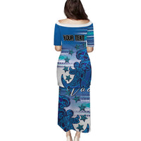Personalised Cook Islands Va'a Race Puletasi Te Tatau Tattoos Sporty Style Light Blue Color LT03 - Polynesian Pride