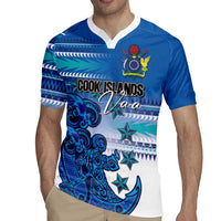 Personalised Cook Islands Va'a Race Rugby Jersey Te Tatau Tattoos Sporty Style Light Blue Color LT03 - Polynesian Pride