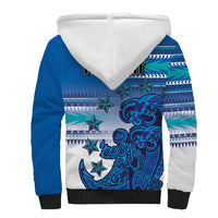 Personalised Cook Islands Va'a Race Sherpa Hoodie Te Tatau Tattoos Sporty Style Light Blue Color LT03 - Polynesian Pride
