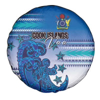 Cook Islands Va'a Race Spare Tire Cover Te Tatau Tattoos Sporty Style Light Blue Color LT03 - Polynesian Pride