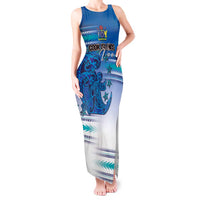 Personalised Cook Islands Va'a Race Tank Maxi Dress Te Tatau Tattoos Sporty Style Light Blue Color LT03 Women Blue - Polynesian Pride