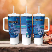 Personalised Cook Islands Va'a Race Tumbler With Handle Te Tatau Tattoos Sporty Style Light Blue Color LT03 - Polynesian Pride