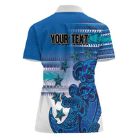 Personalised Cook Islands Va'a Race Women Polo Shirt Te Tatau Tattoos Sporty Style Light Blue Color - Polynesian Pride