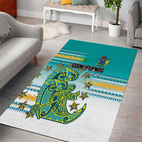 Cook Islands Va'a Race Area Rug Te Tatau Tattoos Sporty Style Turquoise Color LT03 - Polynesian Pride