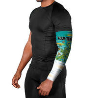Personalised Cook Islands Va'a Race Arm Sleeves Te Tatau Tattoos Sporty Style Turquoise Color LT03 - Polynesian Pride