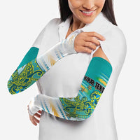Personalised Cook Islands Va'a Race Arm Sleeves Te Tatau Tattoos Sporty Style Turquoise Color LT03 - Polynesian Pride