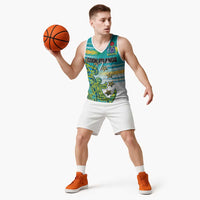 Personalised Cook Islands Va'a Race Basketball Jersey Te Tatau Tattoos Sporty Style Turquoise Color LT03 - Polynesian Pride