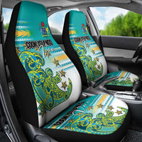 Cook Islands Va'a Race Car Seat Cover Te Tatau Tattoos Sporty Style Turquoise Color LT03 - Polynesian Pride