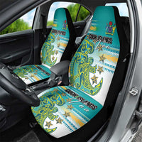 Cook Islands Va'a Race Car Seat Cover Te Tatau Tattoos Sporty Style Turquoise Color LT03 - Polynesian Pride