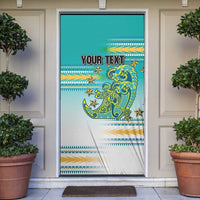 Personalised Cook Islands Va'a Race Door Cover Te Tatau Tattoos Sporty Style Turquoise Color LT03 Turquoise - Polynesian Pride