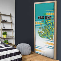 Personalised Cook Islands Va'a Race Door Cover Te Tatau Tattoos Sporty Style Turquoise Color LT03 - Polynesian Pride
