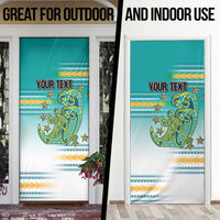 Personalised Cook Islands Va'a Race Door Cover Te Tatau Tattoos Sporty Style Turquoise Color LT03 - Polynesian Pride