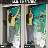 Personalised Cook Islands Va'a Race Door Cover Te Tatau Tattoos Sporty Style Turquoise Color LT03 - Polynesian Pride