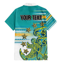 Personalised Cook Islands Va'a Race Family Matching Mermaid Dress and Hawaiian Shirt Te Tatau Tattoos Sporty Style Turquoise Color LT03 - Polynesian Pride