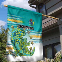 Cook Islands Va'a Race Garden Flag Te Tatau Tattoos Sporty Style Turquoise Color LT03 - Polynesian Pride