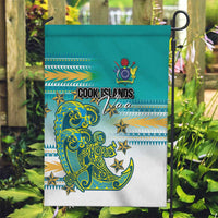 Cook Islands Va'a Race Garden Flag Te Tatau Tattoos Sporty Style Turquoise Color LT03 Garden Flag Turquoise - Polynesian Pride
