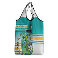 Cook Islands Va'a Race Grocery Bag Te Tatau Tattoos Sporty Style Turquoise Color LT03 - Polynesian Pride