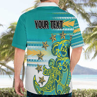Personalised Cook Islands Va'a Race Hawaiian Shirt Te Tatau Tattoos Sporty Style Turquoise Color LT03 - Polynesian Pride