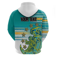 Personalised Cook Islands Va'a Race Hoodie Te Tatau Tattoos Sporty Style Turquoise Color LT03 - Polynesian Pride